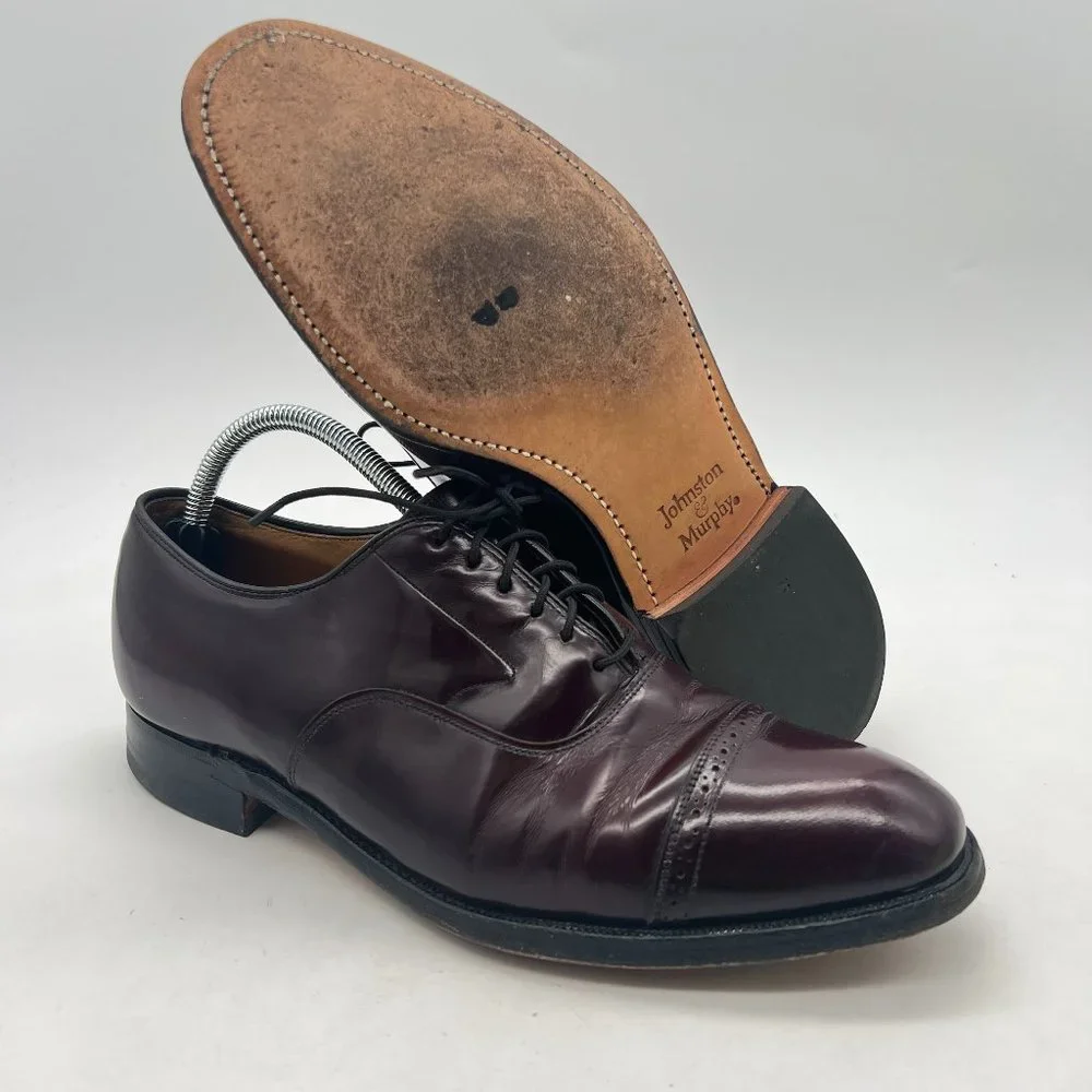 Johnston Murphy Aristocraft Men's Size 9 CapToe Dark Red Dress Shoes